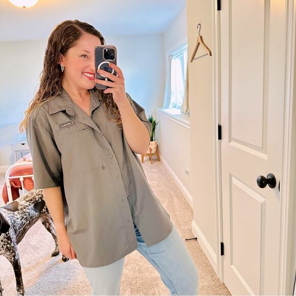 Eddie Bauer Gray Fisherman Top Large - Picture 1 of 11